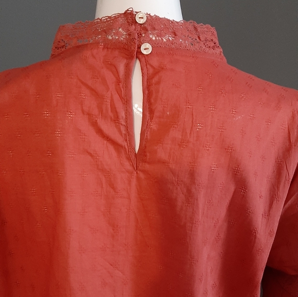 Universal Thread Rust Lace Puff Sleeve Blouse - Picture 7 of 16